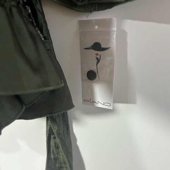 NWT PIANO GREEN FLORAL TOP BLOUSE WRINKLED TAFFETA FAIRY GOTH RENAISSANCE SIZE M - Picture 9 of 14